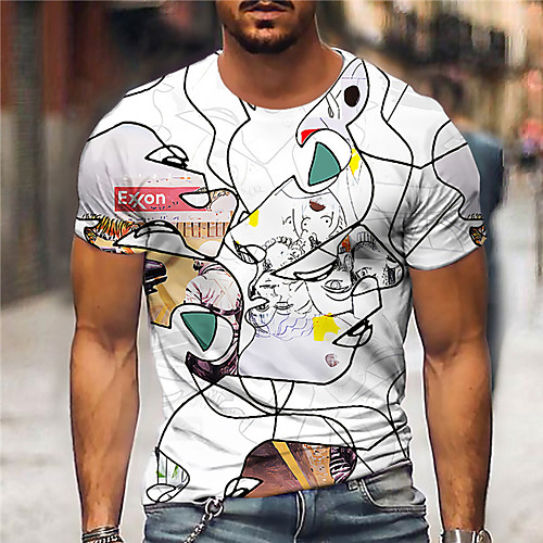 

Men's Unisex Tee T shirt Shirt 3D Print Cartoon Graphic Prints Print Short Sleeve Daily Tops Casual Designer Big and Tall White