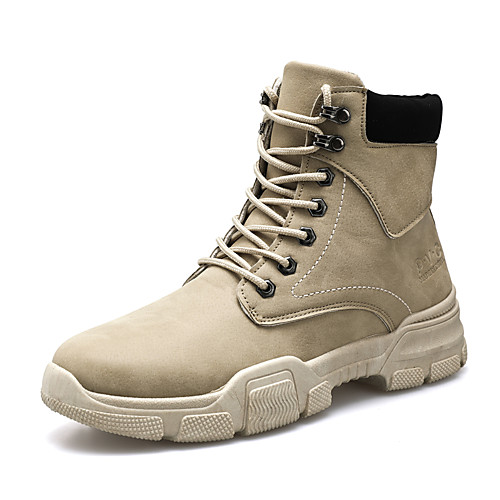 

Men's Boots Fashion Boots Martin Boots Work Boots Casual Vintage Classic Daily Outdoor Synthetics Tissage Volant Warm Non-slipping Height-increasing Booties / Ankle Boots Gray Khaki Black Color Block