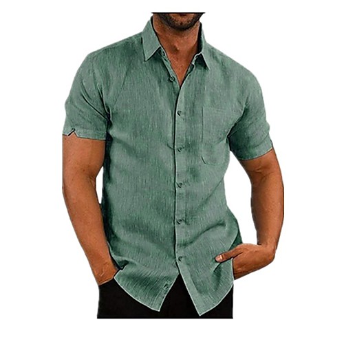 

Men's Shirt non-printing Plain Solid Color Short Sleeve Casual Tops Casual Soft Breathable Army Green Khaki White