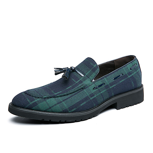 

Men's Loafers & Slip-Ons Tassel Loafers Comfort Loafers Plaid Business Casual Classic Daily Party & Evening Synthetics Non-slipping Height-increasing Wear Proof Green / Blue Color Block Fall Winter