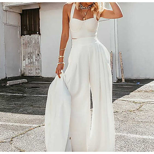 

Women's Casual 2021 White Jumpsuit Solid Color