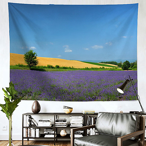 

Landscape Wall Tapestry Art Decor Blanket Curtain Hanging Home Bedroom Living Room Decoration Polyester Lavender