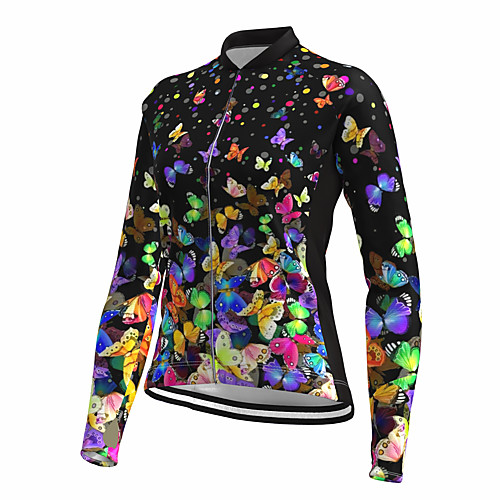 

21Grams Women's Long Sleeve Cycling Jersey Spandex Black Butterfly Animal Bike Top Mountain Bike MTB Road Bike Cycling Quick Dry Moisture Wicking Sports Clothing Apparel / Stretchy / Athleisure