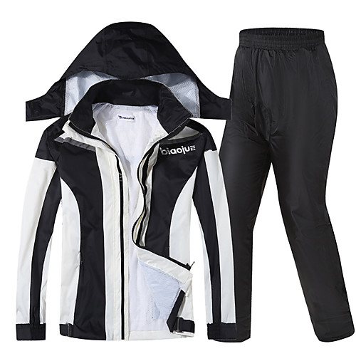 

Men's Rain Suit Rain Jacket Pants Hoodie Jacket Outdoor Reflective Waterproof Breathable Stain Resistant Clothing Suit Fishing Camping & Hiking Running Green Black