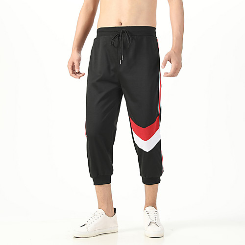 

Men's Athletic Capri shorts Pants Graphic Calf-Length White Black Red