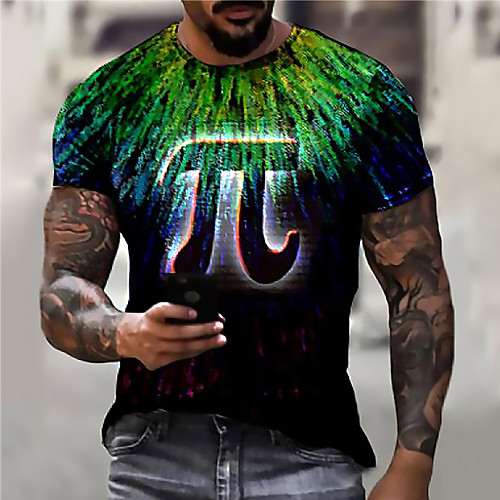 

Men's Unisex Tee T shirt Shirt 3D Print Symbol Graphic Prints Print Short Sleeve Daily Tops Casual Designer Big and Tall Green