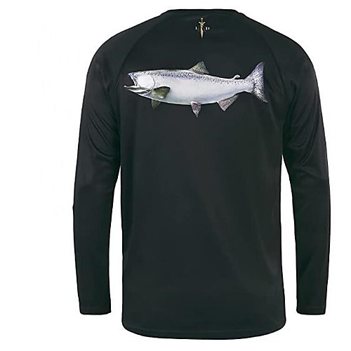 

CAWANFLY Men's Fishing Shirt Outdoor Long Sleeve UPF50 UV Protection Quick Dry Lightweight Breathable Top Autumn / Fall Spring Summer Athleisure Fishing Camping & Hiking Black / Micro-elastic