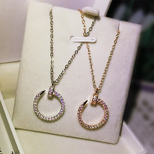 

Women's Clear AAA Cubic Zirconia Pendant Necklace Rivet Spike Dainty Simple Rock Brass Rose Gold Silver 50 cm Necklace Jewelry 1pc For Party Evening Street Masquerade Prom