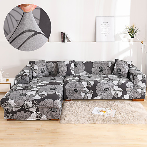 

Dark Colourful Sofa Cover 1-Piece Couch Cover Fit for 1-4 Seater L-shape Couch Soft Stretch Slipcover Spandex Jacquard Fabric Easy to Install(1 Free Cushion Cover)