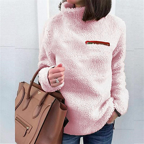 

Women's Stylish Knitted Solid Color Sweater Long Sleeve Sweater Cardigans Turtleneck Fall Winter Blushing Pink Wine Army Green