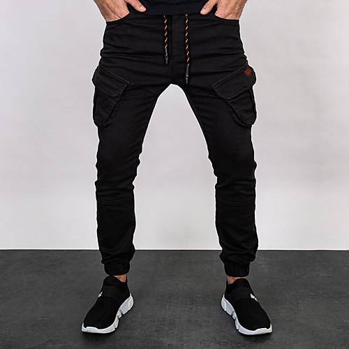 

Men's Athleisure Sports Sports Pants Pants Solid Color Full Length Sporty Blue Gray Khaki Black Coffee