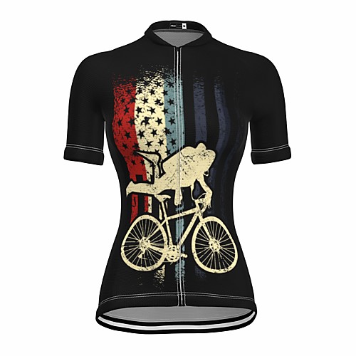 

21Grams Women's Short Sleeve Cycling Jersey Summer Spandex Black Stripes American / USA Stars Bike Top Mountain Bike MTB Road Bike Cycling Quick Dry Moisture Wicking Sports Clothing Apparel