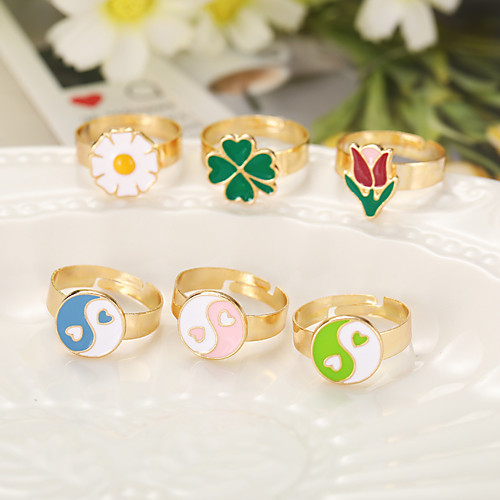 

Adjustable Ring Fancy Blue Blushing Pink Green Alloy Heart Star Flower Shape Stylish Simple European 1pc Adjustable / Women's