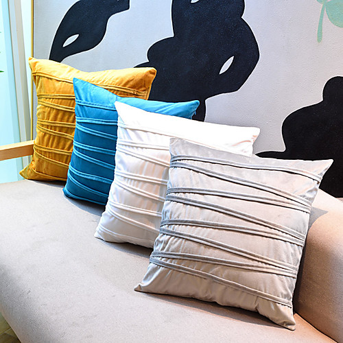 

Home Throw Pillow Covers Pack of 2 Striped Velvet Modern Decorative Solid Cushion Covers Pillowcases Square Soft Cozy for Bed Sofa Couch Car Living Room 18x18inch 45x45cm