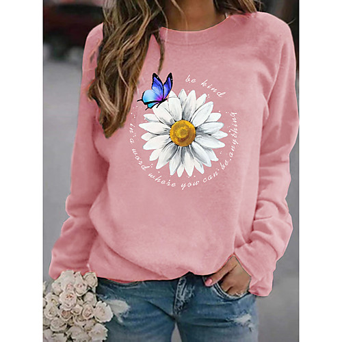 

Women's Sweatshirt Pullover Floral Butterfly Print Daily Sports Hot Stamping Active Streetwear Hoodies Sweatshirts Yellow Blushing Pink Wine