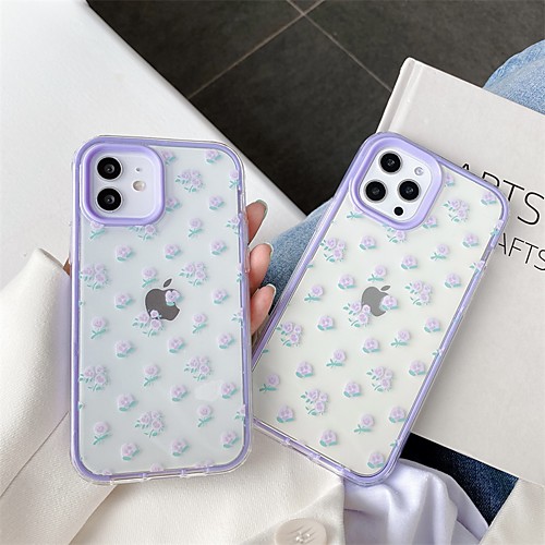 

Phone Case For Apple Back Cover iPhone 12 Pro Max 11 SE 2020 X XR XS Max 8 7 Shockproof Dustproof Transparent Flower TPU