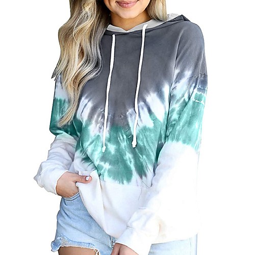 

Women's Hoodie Sweatshirt Tie Dye Front Pocket Print Daily Sports 3D Print Sportswear Streetwear Hoodies Sweatshirts Blue Blushing Pink Green