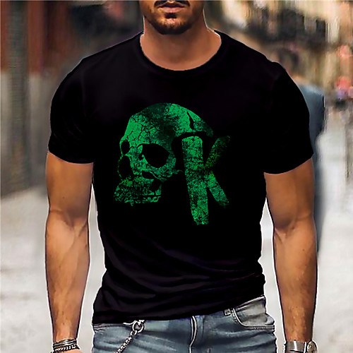 

Men's Unisex Tee T shirt Shirt 3D Print Graphic Prints Skull Print Short Sleeve Daily Tops Casual Designer Big and Tall Black