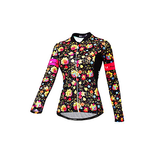 

Malciklo Women's Long Sleeve Cycling Jersey Black / Yellow British Bike Top Sports Clothing Apparel / Stretchy / Athleisure