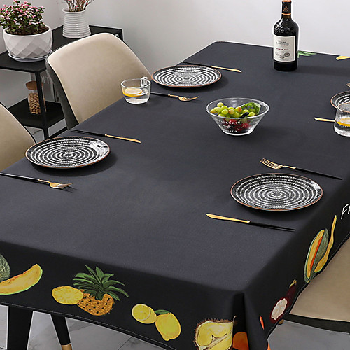 

Table Cloth Linens Classic Printing Fruit Table Cover Black Table Decorations Tropical Fruit Eco-friendly for Kitchen Dining Tea Table Coffee Table