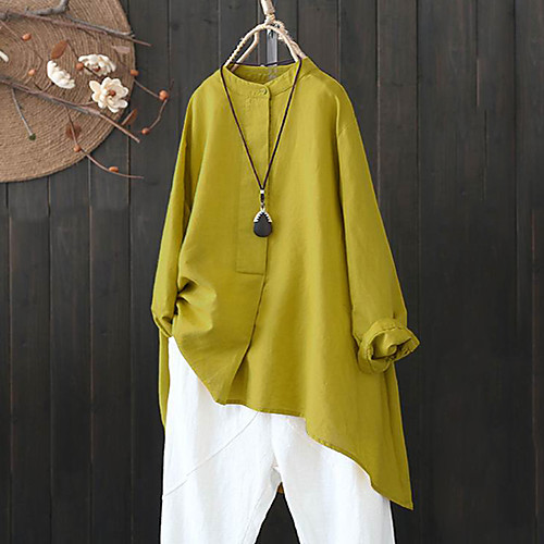 

Women's Plus Size Tops Tunic T shirt Plain Long Sleeve Crewneck Basic Fall Summer Red khaki Black Big Size L XL XXL 3XL 4XL