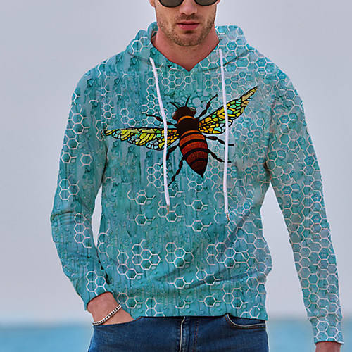 

Men's Pullover Hoodie Sweatshirt Graphic Prints Bee Print Daily Sports 3D Print 3D Print Casual Hoodies Sweatshirts Blue