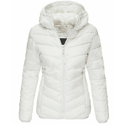 

Women's Coat Daily Fall Winter Regular Coat Stand Collar Regular Fit Warm Casual Jacket Long Sleeve Solid Color Quilted Yellow Blushing Pink / Cotton