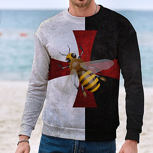 

Men's Unisex Sweatshirt Graphic Prints Bee Print Daily Sports 3D Print 3D Print Casual Hoodies Sweatshirts Gray
