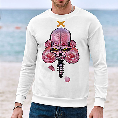 

Men's Unisex Sweatshirt Graphic Prints Skull Casual Daily Holiday Hot Stamping Casual Designer Hoodies Sweatshirts White