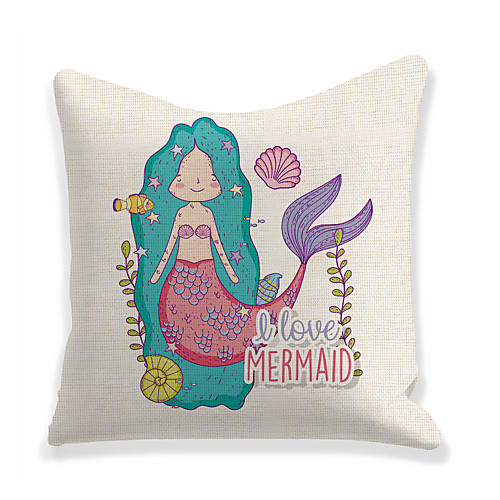 

Mermaid Double Side Cushion Cover 1PC Soft Decorative Square Throw Pillow Cover Cushion Case Pillowcase for Bedroom Livingroom Superior Quality Machine Washable Outdoor Cushion for Sofa Couch Bed Chair