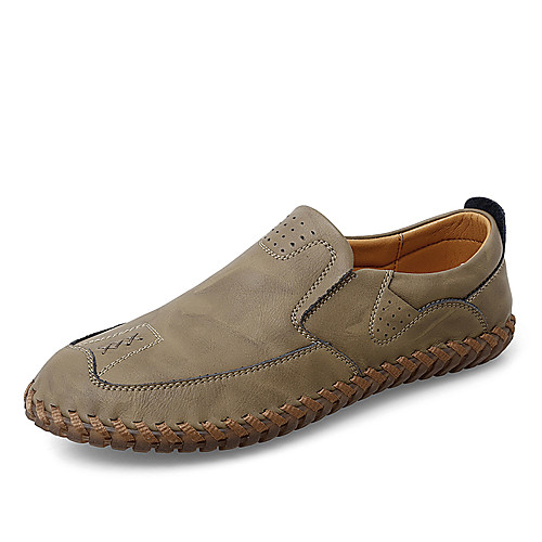 

Men's Loafers & Slip-Ons Crochet Leather Shoes Comfort Loafers Business Casual Classic Daily Outdoor Nappa Leather Cowhide Handmade Non-slipping Shock Absorbing Blue Gray Khaki Fall Summer