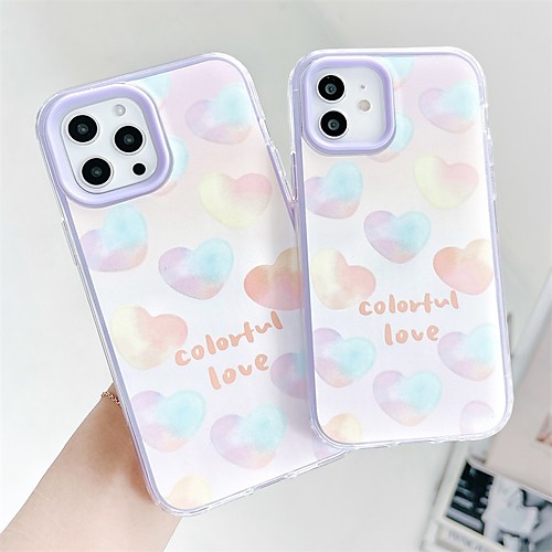 

Phone Case For Apple Back Cover iPhone 12 Pro Max 11 SE 2020 X XR XS Max 8 7 Shockproof Dustproof Color Gradient Heart TPU
