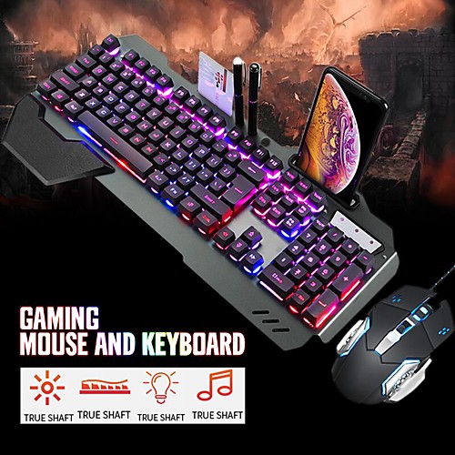 

Mechanical Keyboard Waterproof WireD Mouse RGB LED Backlight Plug And Play White/Black Keyboard Ergonomic Design