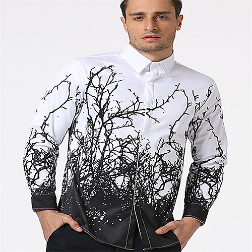 

Men's Shirt Graphic Long Sleeve Casual Tops Casual White