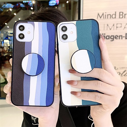 

Phone Case For Apple Back Cover iPhone 12 Pro Max 11 SE 2020 X XR XS Max 8 7 6 Shockproof Dustproof with Stand Color Gradient Geometric Pattern TPU