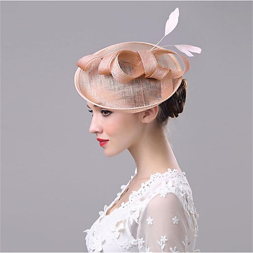 

Women's Ladies Tiaras Fascinators For Wedding Party / Evening Prom Princess Feather Fabric Blushing Pink Gray Khaki