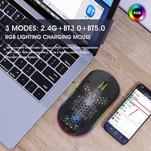 

LITBest T90 Wireless Bluetooth / Wireless 2.4G Gaming Mouse / Ergonomic Mouse RGB Light 3600 dpi 4 Adjustable DPI Levels 6 pcs Keys