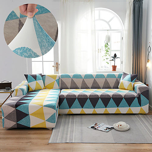 

Clar Sofa Cover 1-Piece Couch Cover Fit for 1-4 Seater L-shape Couch Soft Stretch Slipcover Spandex Jacquard Fabric Easy to Install(1 Free Cushion Cover)