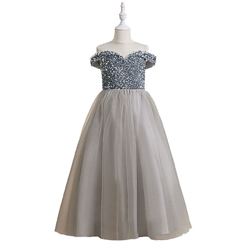 

A-Line Floor Length Flower Girl Dresses Party Chiffon Sleeveless Jewel Neck with Solid