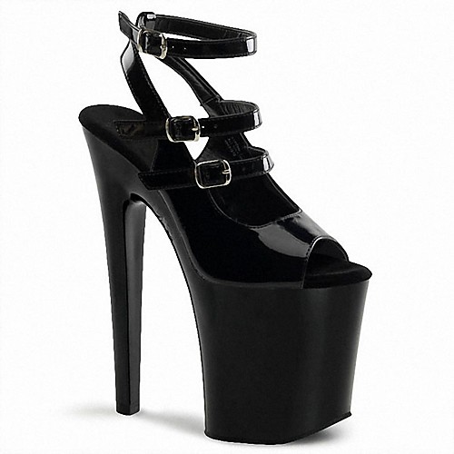 

Women's Sandals High Heel Open Toe PU Buckle Solid Colored Black / Knee High Boots