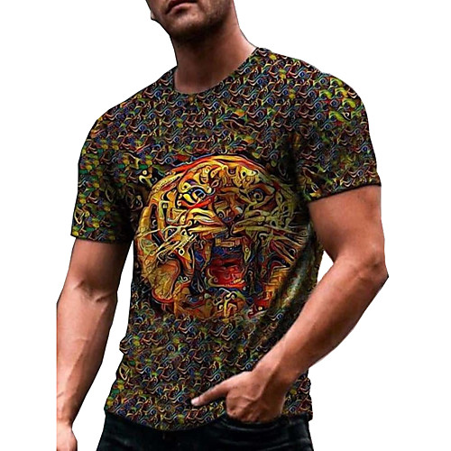 

Men's Tee T shirt Shirt 3D Print Graphic Tiger Animal Plus Size Short Sleeve Casual Tops Basic Designer Big and Tall A B C