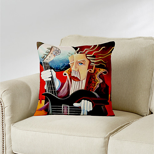 

Oil Painting Style Double Side Cushion Cover 1PC Soft Decorative Square Throw Pillow Cover Cushion Case Pillowcase for Bedroom Livingroom Superior Quality Machine Washable Outdoor Cushion for Sofa Couch Bed Chair Vintage Musician