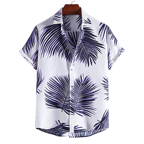 

Men's Shirt Graphic Short Sleeve Casual Tops Hawaiian White