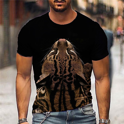 

Men's Unisex Tee T shirt Shirt 3D Print Graphic Prints Animal Print Short Sleeve Daily Tops Casual Designer Big and Tall Black