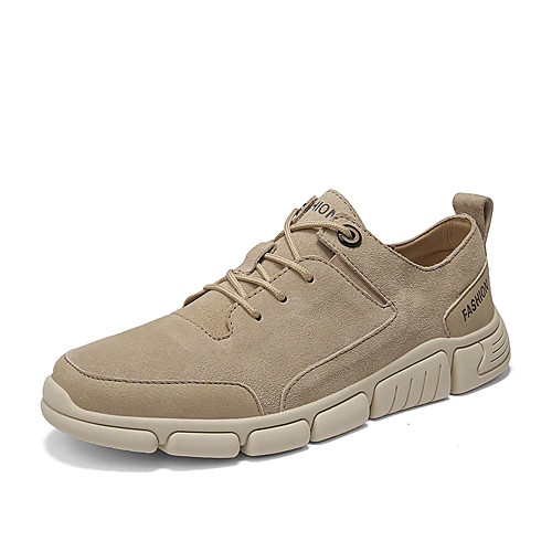 

Men's Sneakers British Style Plaid Shoes Comfort Shoes Light Soles Casual Daily Pigskin Non-slipping Wear Proof Gray Khaki Fall Winter