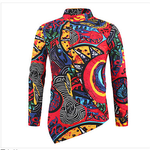 

Men's Shirt Graphic Long Sleeve Daily Tops Casual Red