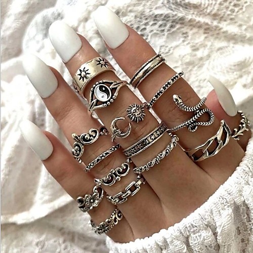 

Ring Vintage Style Silver Alloy Snake Sun Moon Stylish Rustic / Lodge Vintage 16pcs One Size / Women's / Star