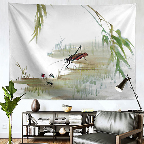 

Chinese Ink Painting Style Wall Tapestry Art Decor Blanket Curtain Hanging Home Bedroom Living Room Decoration Polyester