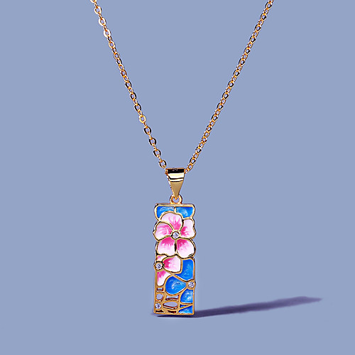 

Women's Clear AAA Cubic Zirconia Pendant Necklace Fancy Floral / Botanicals Flower Dainty Elegant European Sweet Brass Gold 50 cm Necklace Jewelry 1pc For Wedding Party Evening Gift Beach Festival