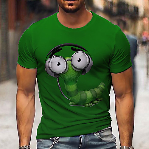 

Men's Unisex Tee T shirt Shirt 3D Print Cartoon Graphic Prints Animal Print Short Sleeve Daily Tops Casual Designer Big and Tall Green